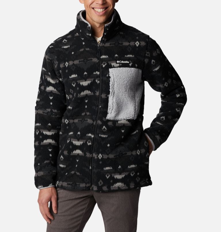 Men's Mountainside Printed Fleece Jacket, Color: Black Rocky Mountain Print, image 1