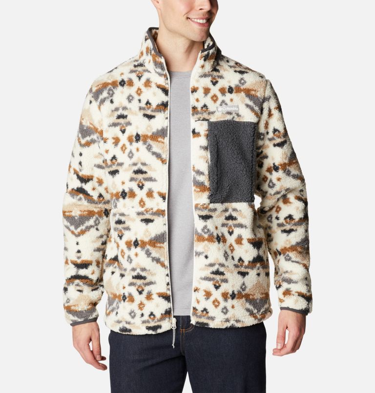 Men's Mountainside Printed Fleece Jacket, Color: Chalk Rocky Mountain Print, image 7