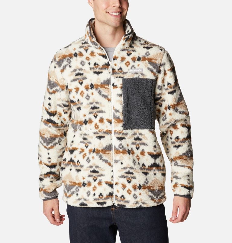 Men's Mountainside Printed Fleece Jacket, Color: Chalk Rocky Mountain Print, image 1