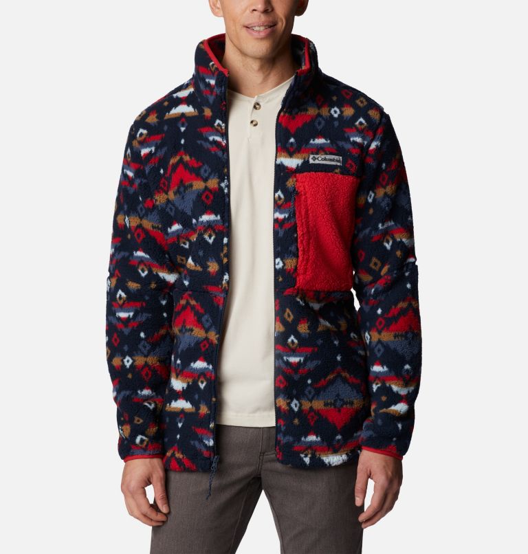 Thumbnail: Men's Mountainside Printed Fleece Jacket, Color: Collegiate Navy Rocky Mountain Print, image 6
