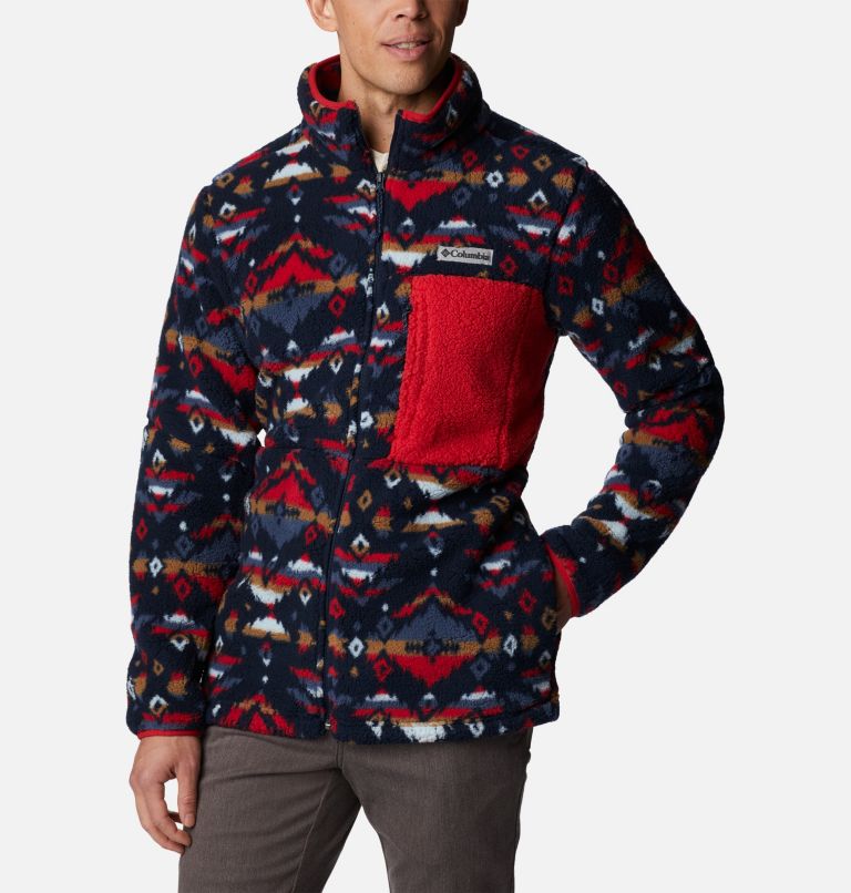 Men's Mountainside Printed Fleece Jacket, Color: Collegiate Navy Rocky Mountain Print, image 1