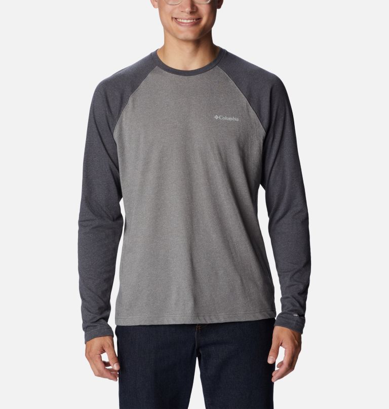 Thumbnail: Men's Thistletown Hills Raglan Shirt - Tall, Color: City Grey Heather, Shark Heather, image 1