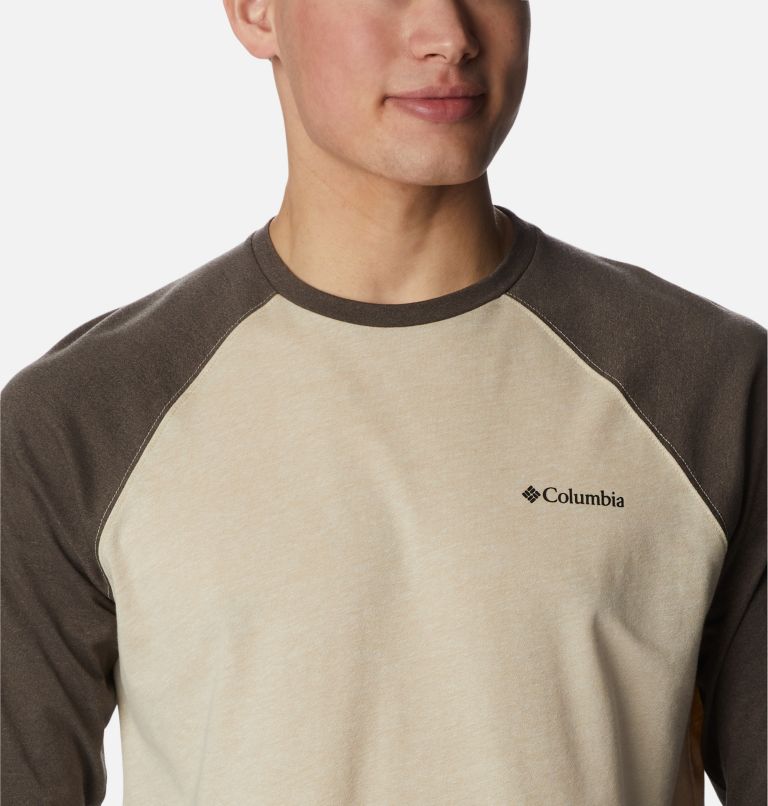 Men's Thistletown Hills Raglan Shirt, Color: Ancient Fossil Heather, Cordovan, image 4