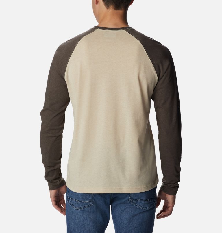 Men's Thistletown Hills Raglan Shirt, Color: Ancient Fossil Heather, Cordovan, image 2