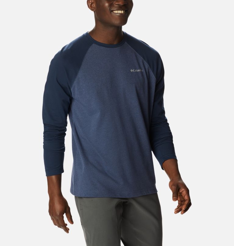 Men's Thistletown Hills Raglan Shirt, Color: Dark Mountain, Coll Navy Heather, image 5