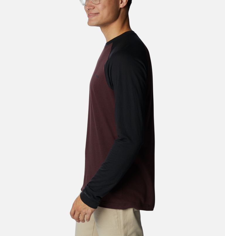 Men's Thistletown Hills Raglan Shirt, Color: Elderberry Heather, Black, image 3