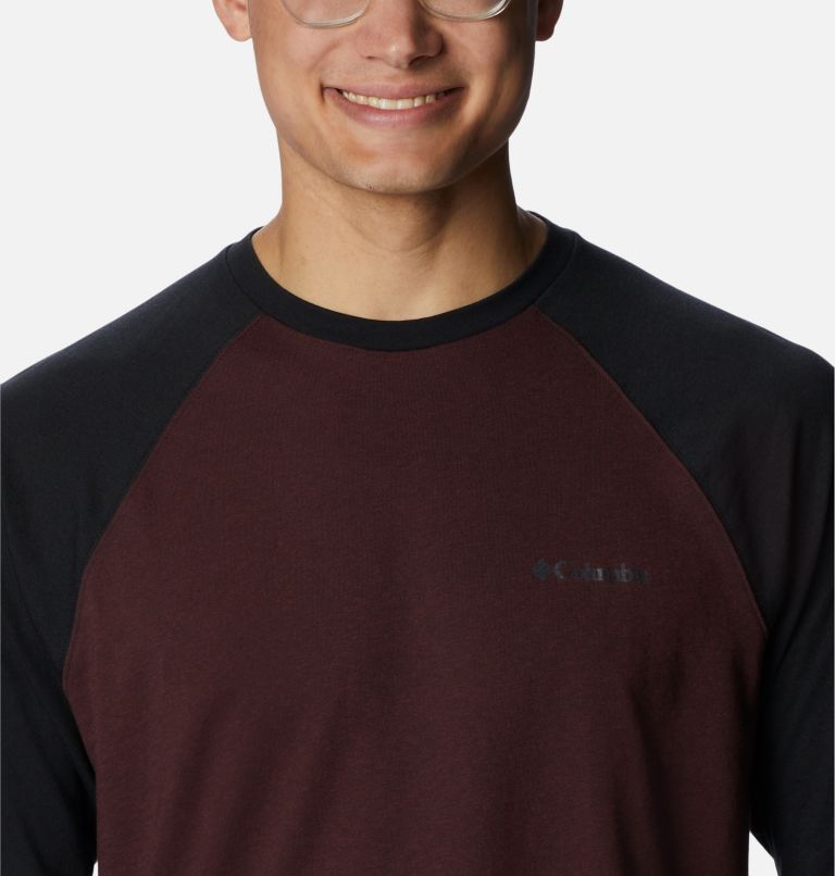 Thumbnail: Men's Thistletown Hills Raglan Shirt, Color: Elderberry Heather, Black, image 4