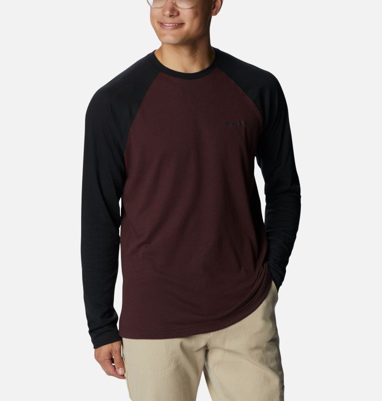 Thumbnail: Men's Thistletown Hills Raglan Shirt, Color: Elderberry Heather, Black, image 5