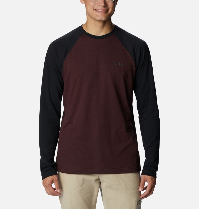 Thumbnail: Men's Thistletown Hills Raglan Shirt, Color: Elderberry Heather, Black, image 1