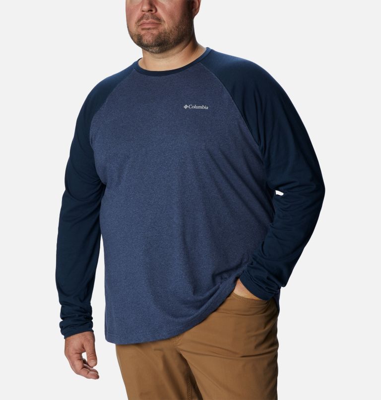 Thumbnail: Men's Thistletown Hills Raglan Shirt - Big , Color: Dark Mountain, Coll Navy Heather, image 5