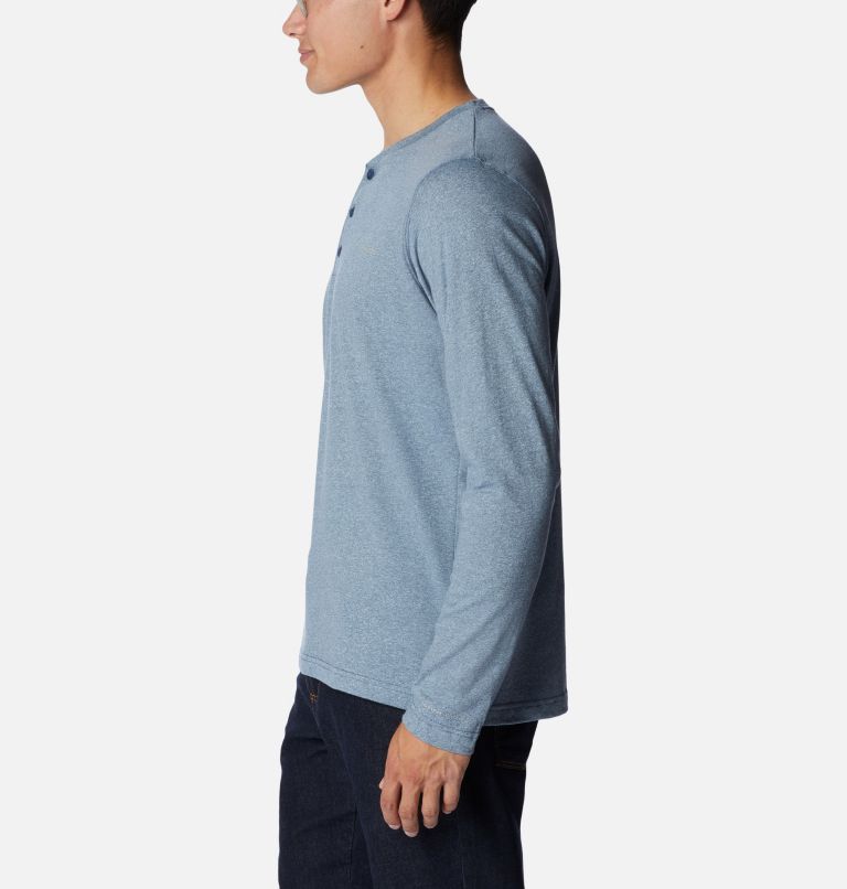 Men's Thistletown Hills Henley, Color: Dark Mountain Heather, Sky Blue, image 3