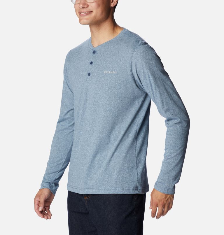 Men's Thistletown Hills Henley, Color: Dark Mountain Heather, Sky Blue, image 5