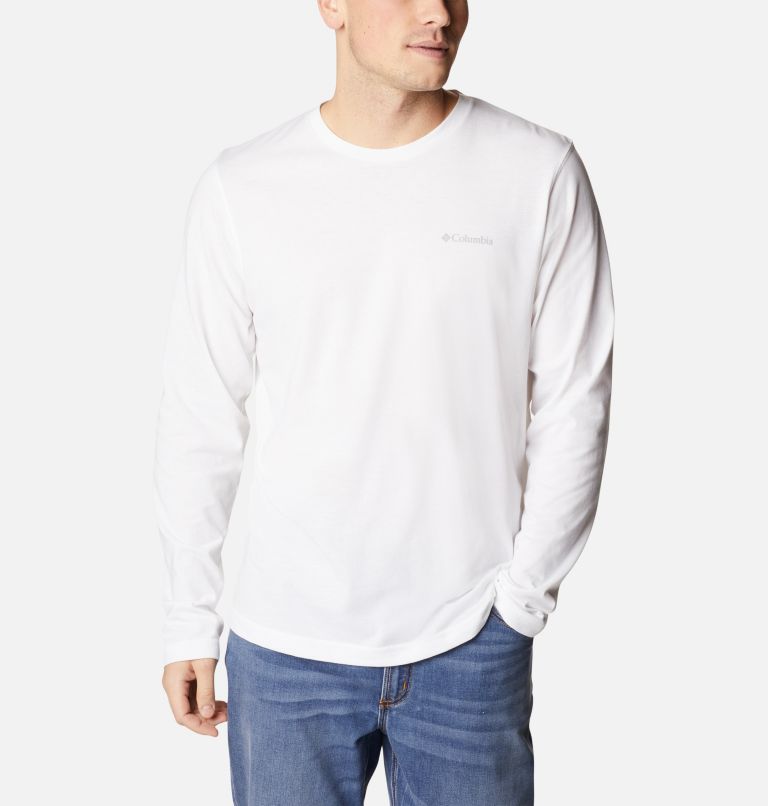 Thumbnail: Men's Thistletown Hills Long Sleeve Crew Shirt, Color: White, image 1