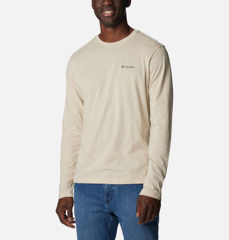 Thumbnail: Men's Thistletown Hills Long Sleeve Crew Shirt, Color: Ancient Fossil Heather, image 5