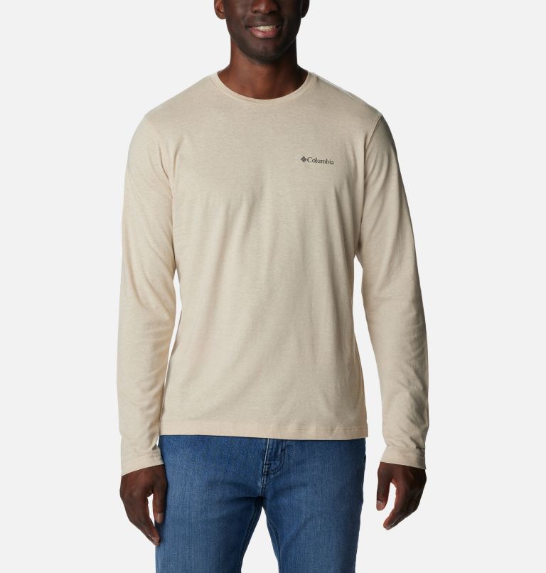 Thumbnail: Men's Thistletown Hills Long Sleeve Crew Shirt, Color: Ancient Fossil Heather, image 1