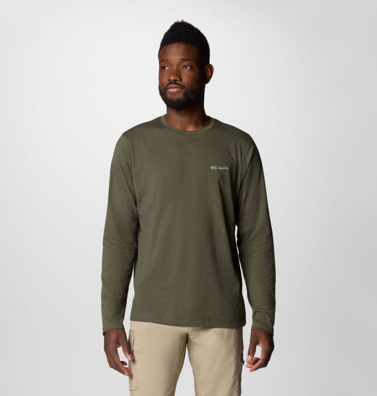 Men's Thistletown Hills Long Sleeve Crew Shirt, Color: Greenscape, image 1