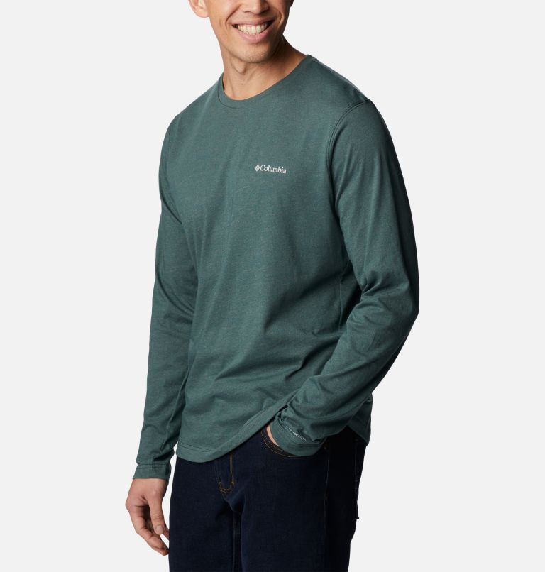 Men's Thistletown Hills Long Sleeve Crew Shirt, Color: Spruce Heather, image 5