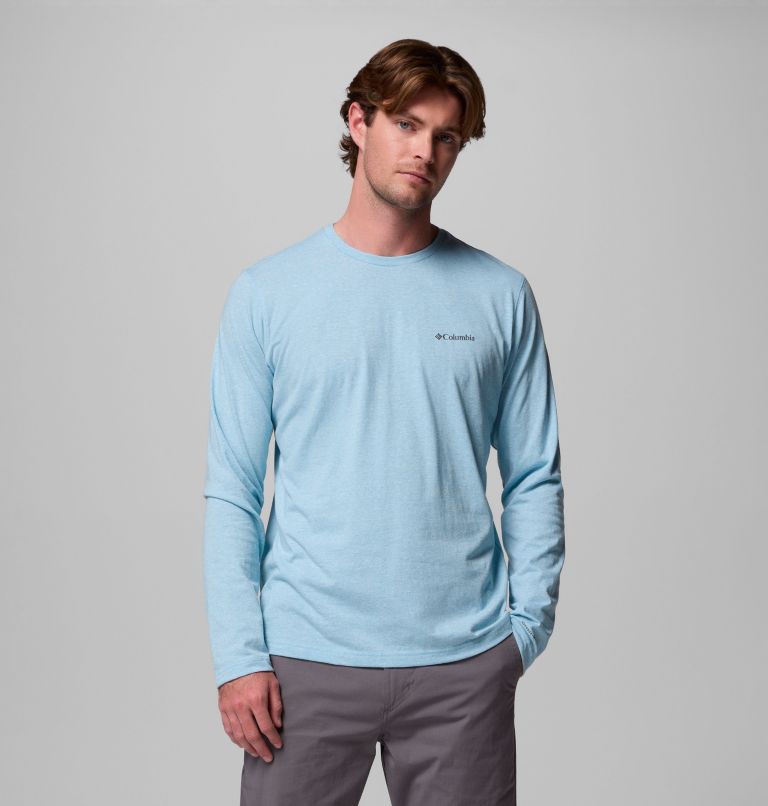 Men's Thistletown Hills Long Sleeve Crew Shirt, Color: Vintage Blue Heather, image 1
