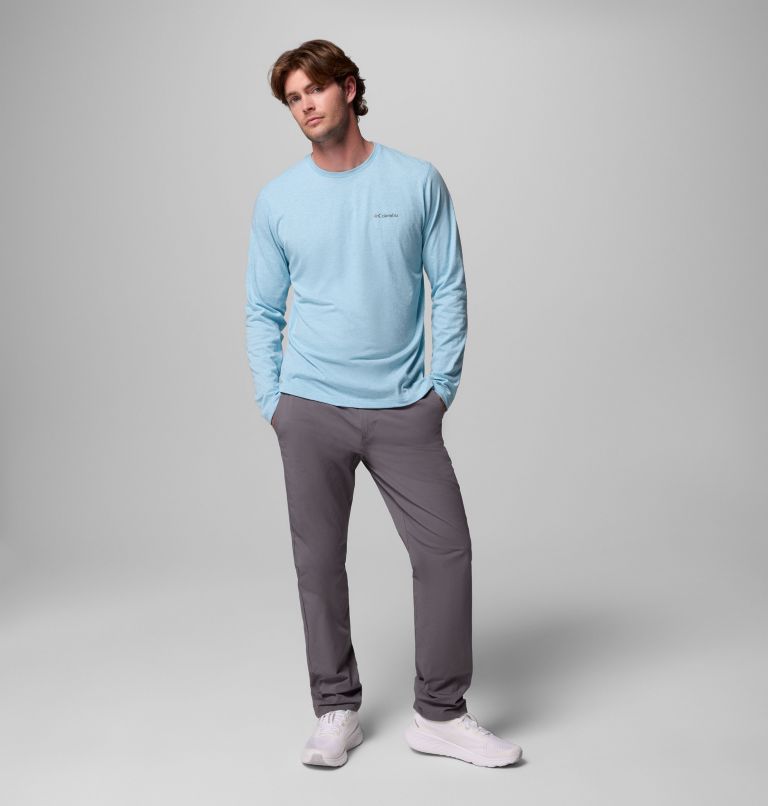 Men's Thistletown Hills Long Sleeve Crew Shirt, Color: Vintage Blue Heather, image 2