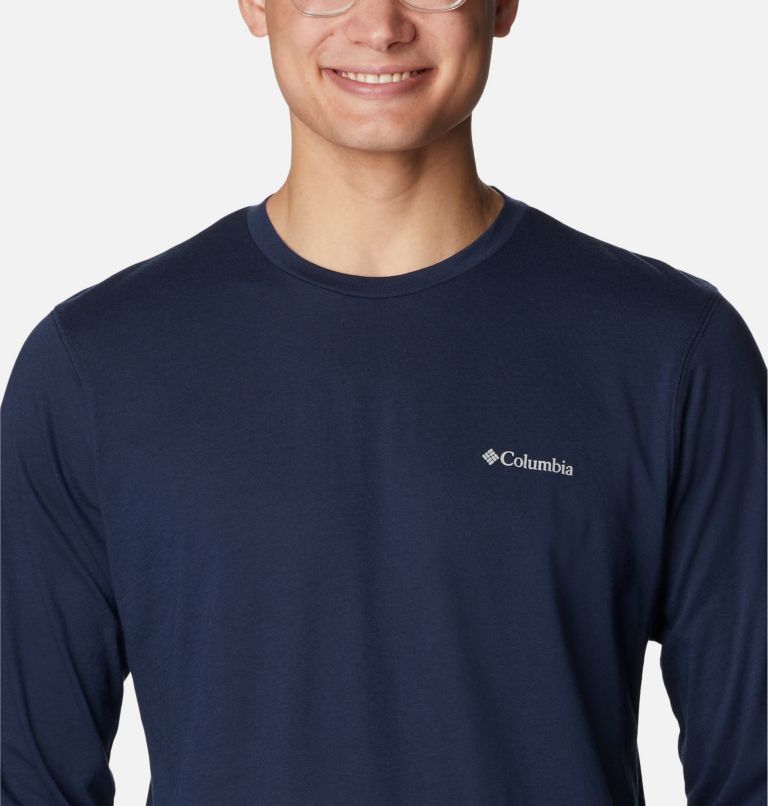 Thumbnail: Men's Thistletown Hills Long Sleeve Crew Shirt, Color: Collegiate Navy Heather, image 4