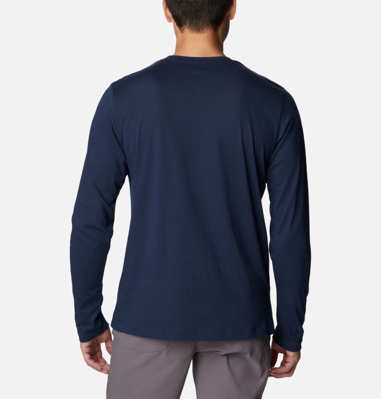 Thumbnail: Men's Thistletown Hills Long Sleeve Crew Shirt - Tall, Color: Collegiate Navy Heather, image 2