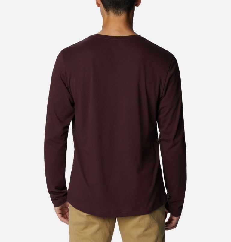 Men's Thistletown Hills Long Sleeve Crew Shirt, Color: Elderberry Heather, Black, image 2