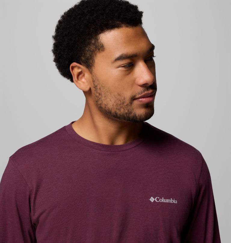 Men's Thistletown Hills Long Sleeve Crew Shirt, Color: Rich Wine Heather, image 5