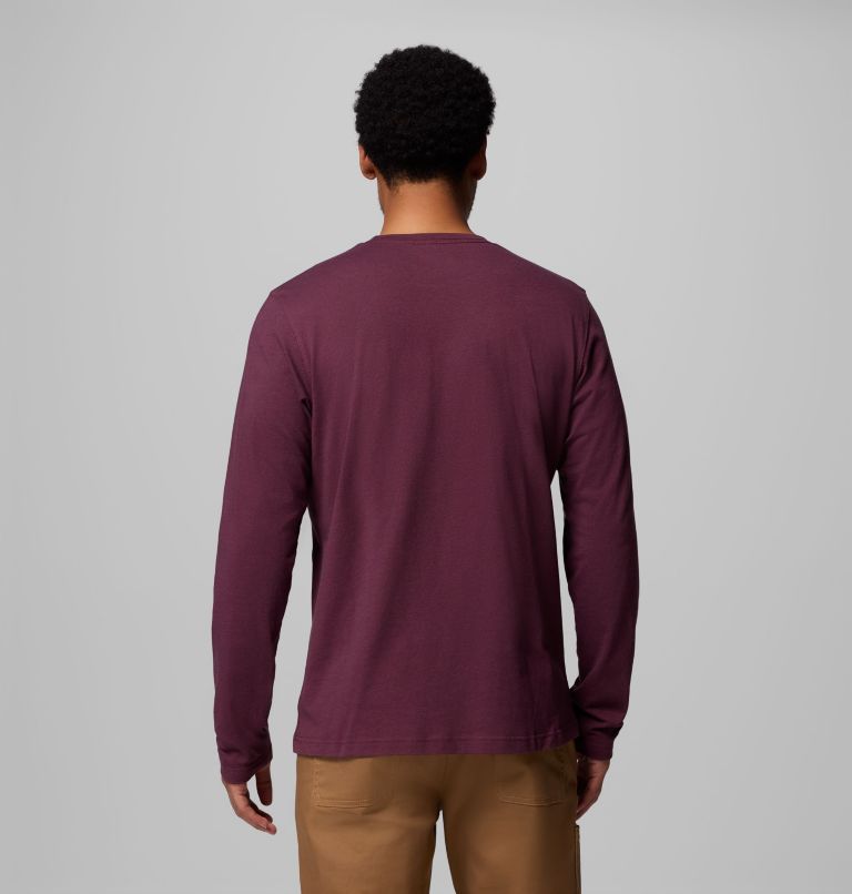 Men's Thistletown Hills Long Sleeve Crew Shirt, Color: Rich Wine Heather, image 3