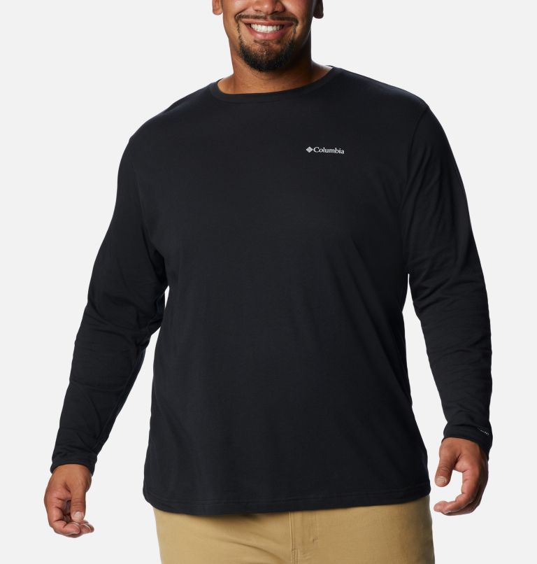 Thumbnail: Men's Thistletown Hills Long Sleeve Crew Shirt - Big , Color: Black, image 1