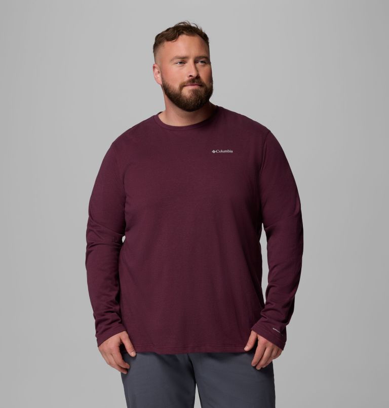 Men's Thistletown Hills Long Sleeve Crew Shirt - Big, Color: Rich Wine Heather, image 1