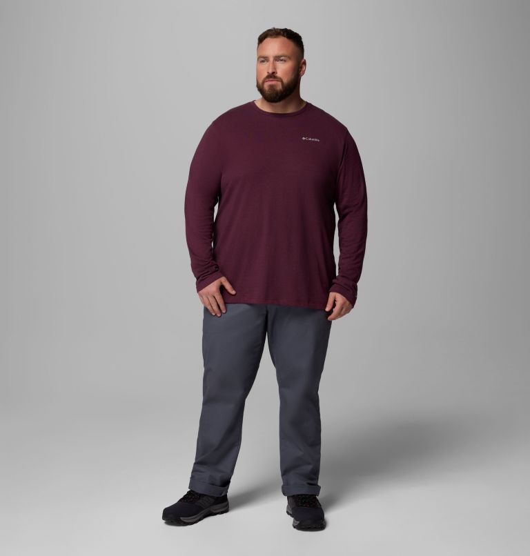Men's Thistletown Hills Long Sleeve Crew Shirt - Big, Color: Rich Wine Heather, image 2