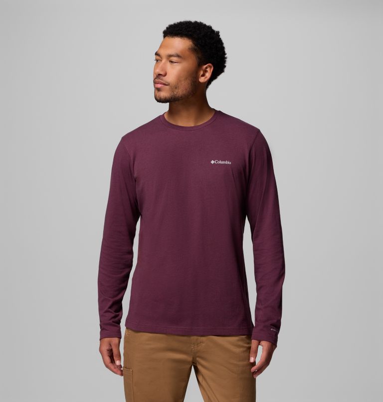 Men's Thistletown Hills Long Sleeve Crew Shirt - Tall, Color: Rich Wine Heather, image 1