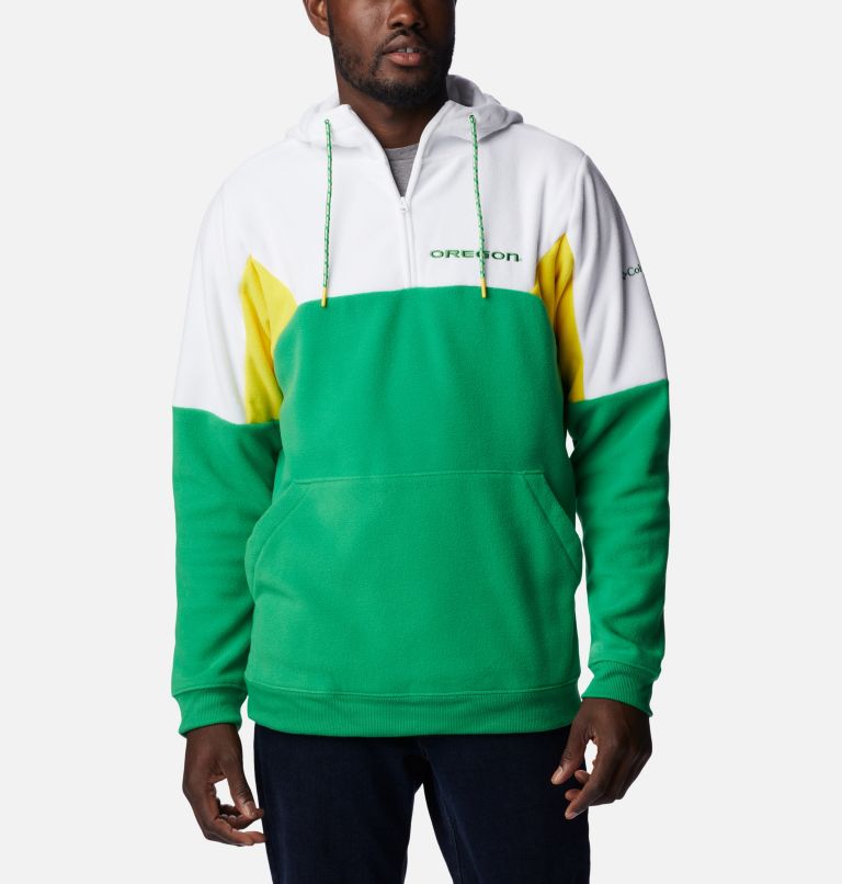 Thumbnail: CLG Columbia Lodge Fleece Hoodie | 346 | L, Color: UO - Fuse Green, White, Yellow Glo, image 1