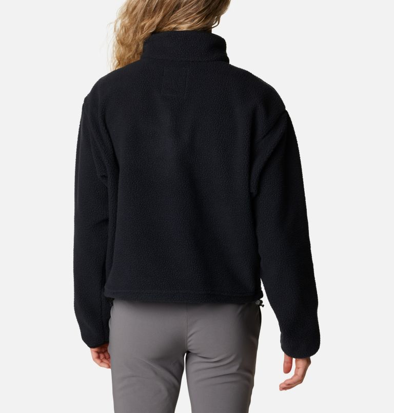 Thumbnail: Women's Helvetia Cropped Half Snap Fleece Pullover, Color: Black, image 2