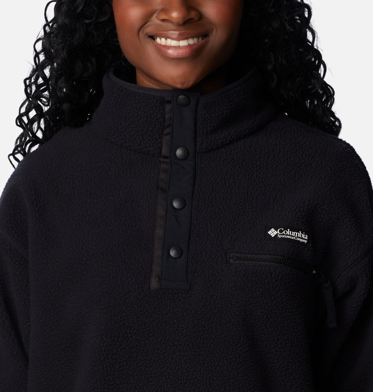 Women's Helvetia Cropped Half Snap Fleece, Color: Black, image 4