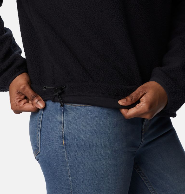 Women's Helvetia Cropped Half Snap Fleece, Color: Black, image 5