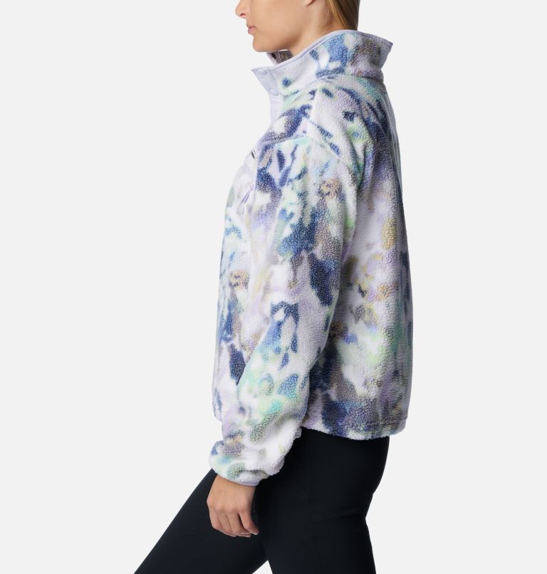 Women's Helvetia Cropped Half Snap Fleece, Color: White Impressions, image 3