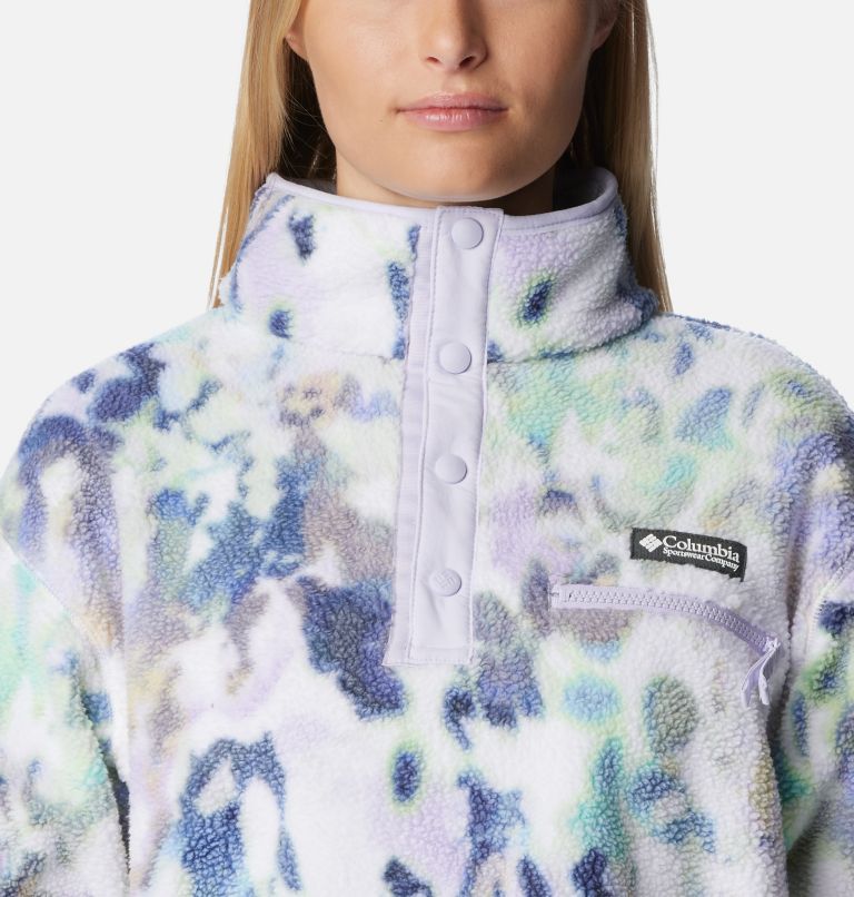 Women's Helvetia Cropped Half Snap Fleece, Color: White Impressions, image 4