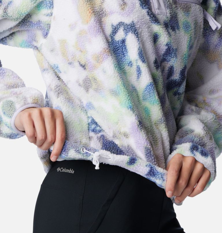 Women's Helvetia Cropped Half Snap Fleece, Color: White Impressions, image 5