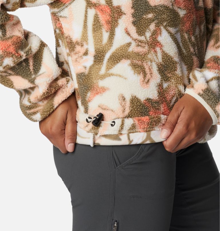 Women's Helvetia Cropped Half Snap Fleece, Color: Chalk, Floriculture, image 5
