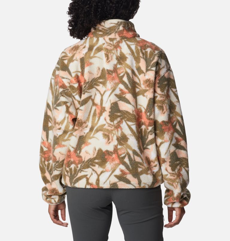 Women's Helvetia Cropped Half Snap Fleece Pullover, Color: Chalk, Floriculture, image 2