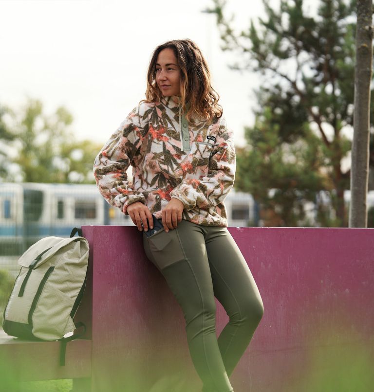 Women's Helvetia Cropped Half Snap Fleece, Color: Chalk, Floriculture, image 8