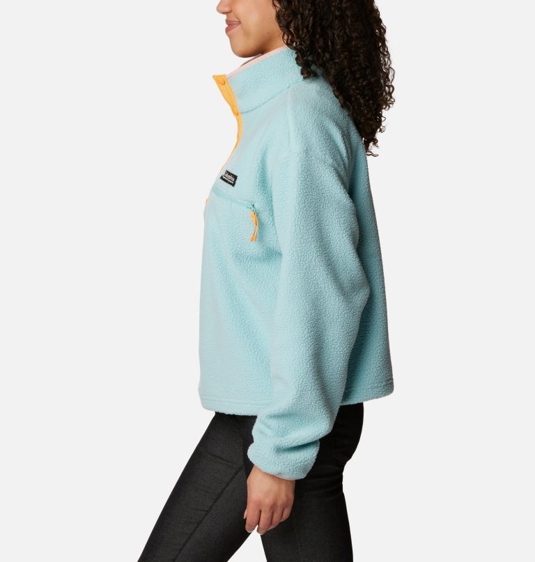 Women's Helvetia Cropped Half Snap Fleece, Color: Aqua Haze, image 3