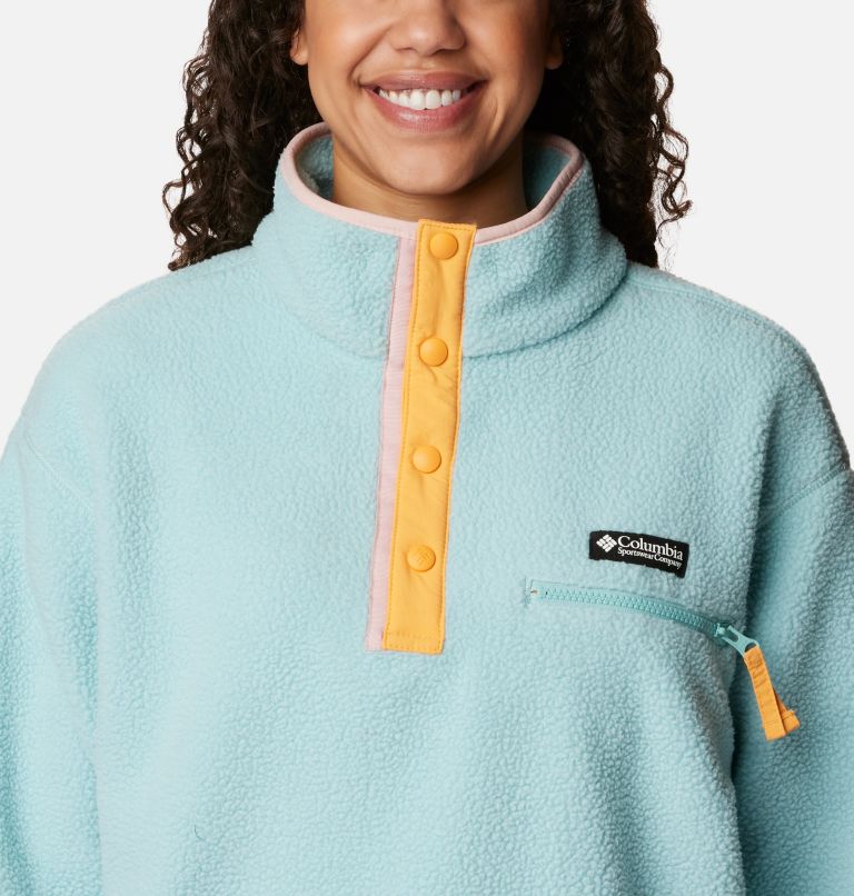 Women's Helvetia Cropped Half Snap Fleece, Color: Aqua Haze, image 4