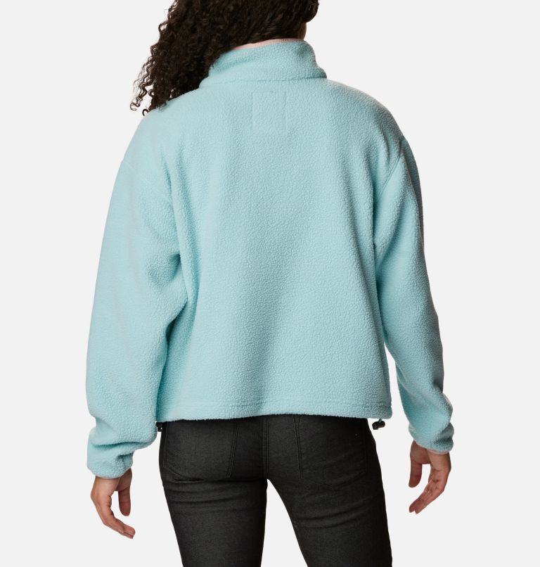 Women's Helvetia Cropped Half Snap Fleece, Color: Aqua Haze, image 2