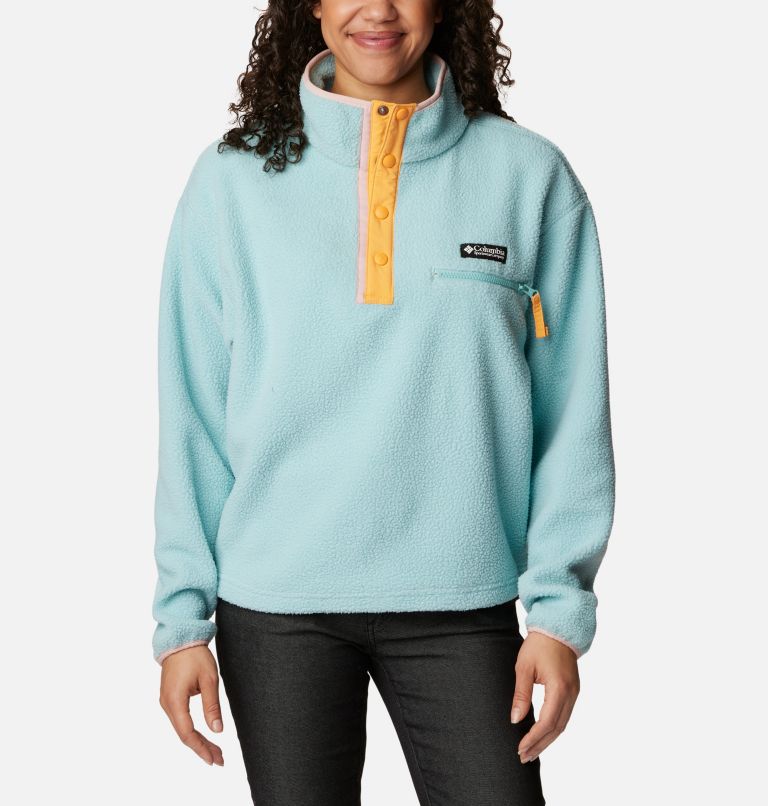 Women's Helvetia Cropped Half Snap Fleece, Color: Aqua Haze, image 1
