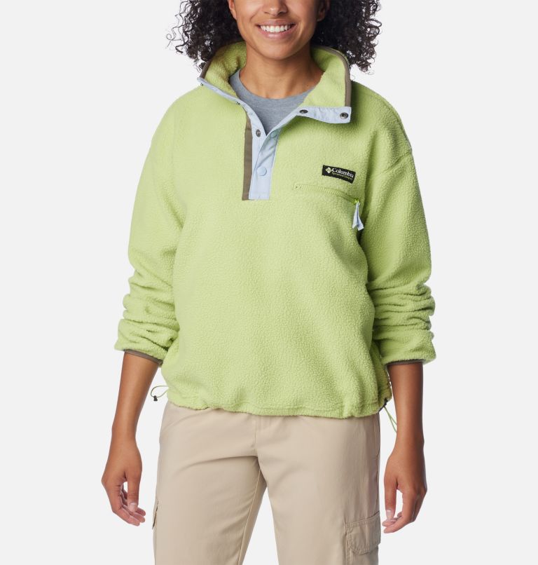 Women's Helvetia Cropped Half Snap Fleece, Color: Napa Green, Whisper, Stone Green, image 6