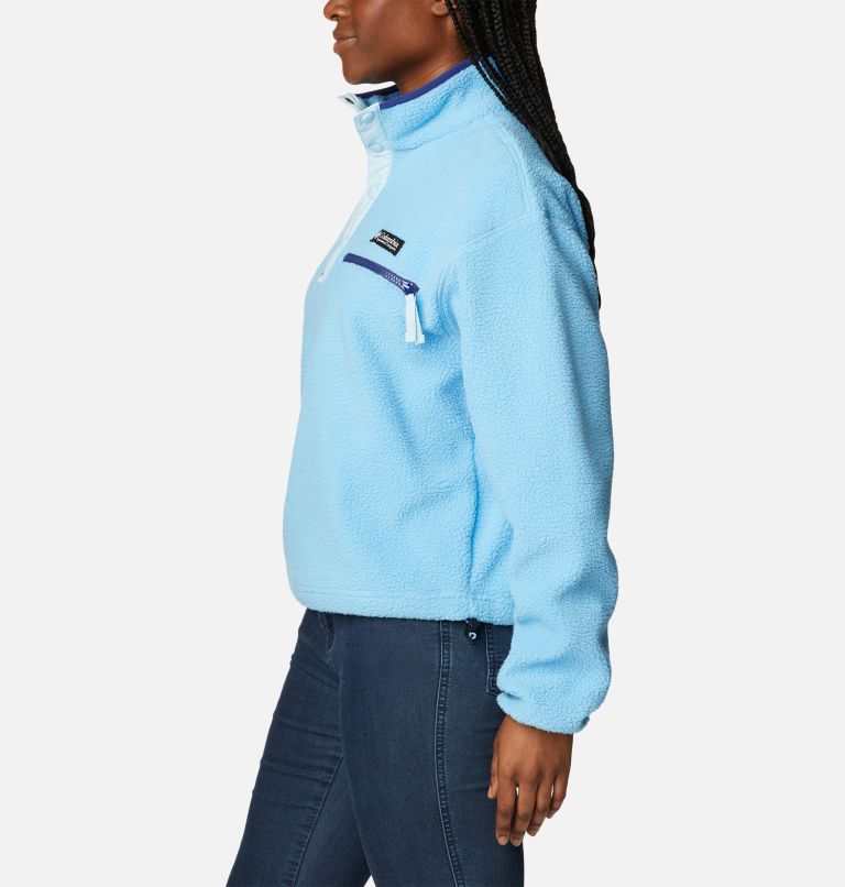 Women's Helvetia Cropped Half Snap Fleece, Color: Vista Blue, Spring Blue, image 3