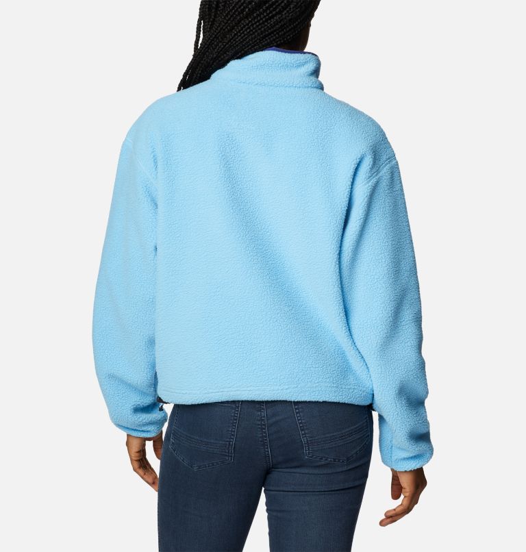 Women's Helvetia Cropped Half Snap Fleece, Color: Vista Blue, Spring Blue, image 2