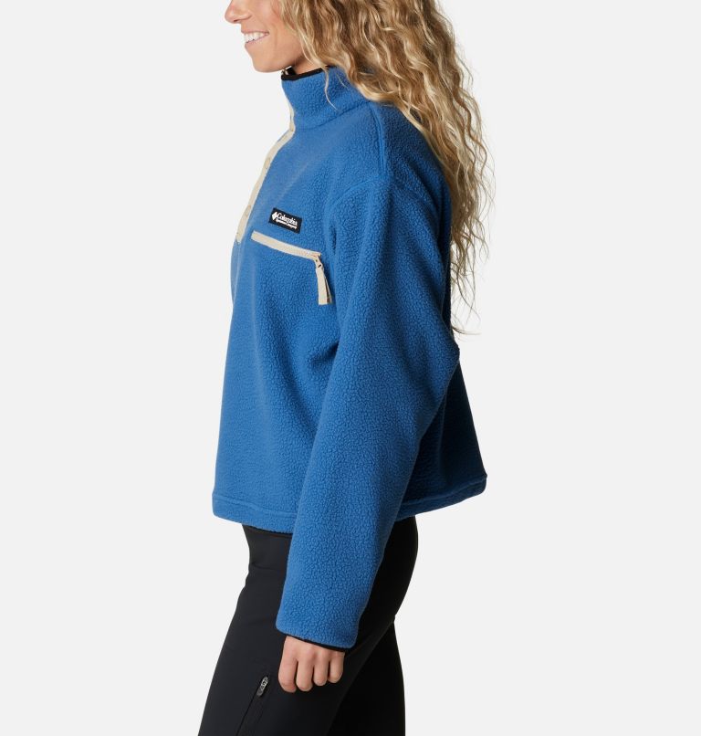 Thumbnail: Women's Helvetia Cropped Half Snap Fleece Pullover, Color: Impulse Blue, image 3